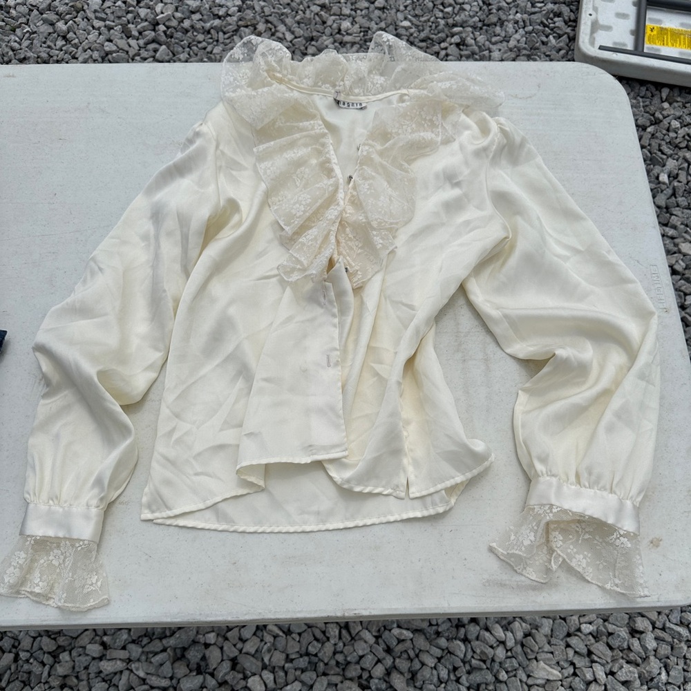 Elegant Cream Ruffled Women's Top
